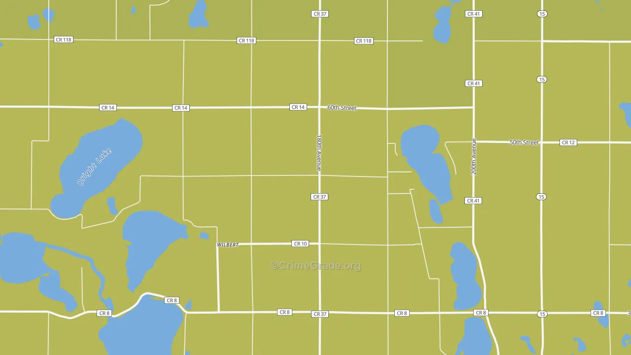 Wilbert, MN Map of Robbery Rates
