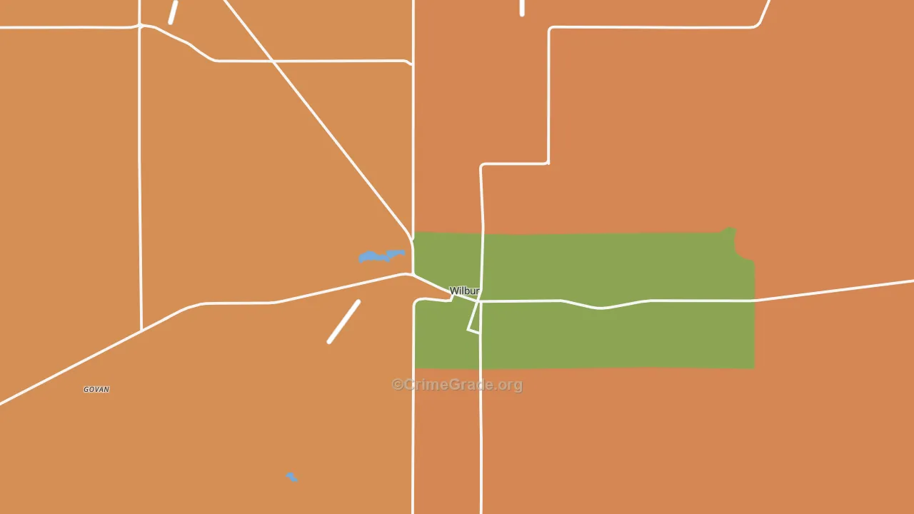 Wilbur, WA Map of Robbery Rates
