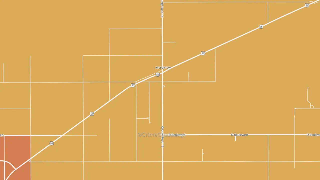 Wilburton, KS Map of Robbery Rates