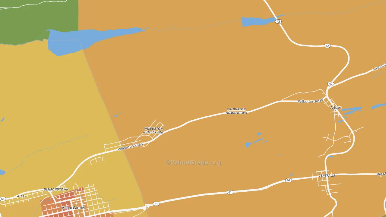 Wilburton Number Two, PA Map of Robbery Rates