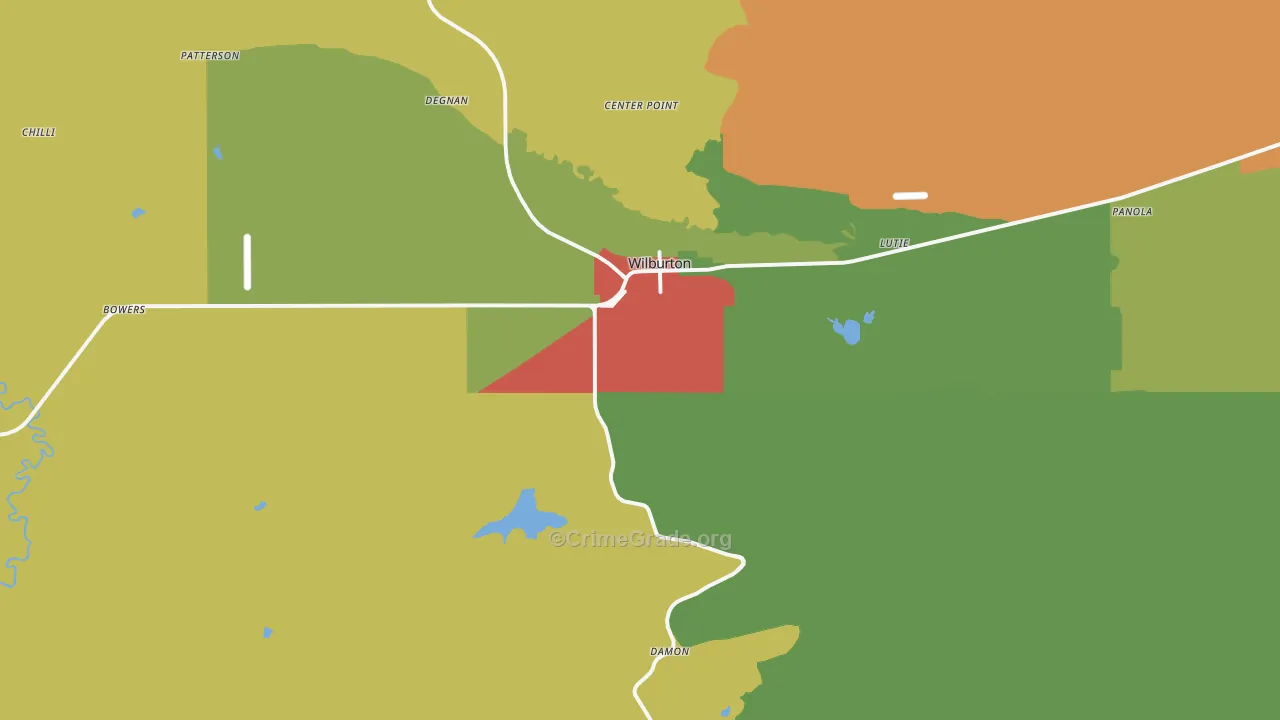 Wilburton, OK Map of Robbery Rates