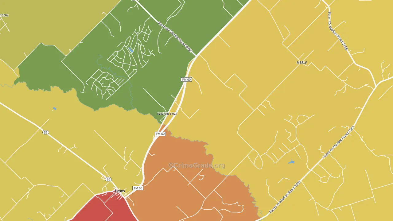 Wilcox, TX Map of Robbery Rates