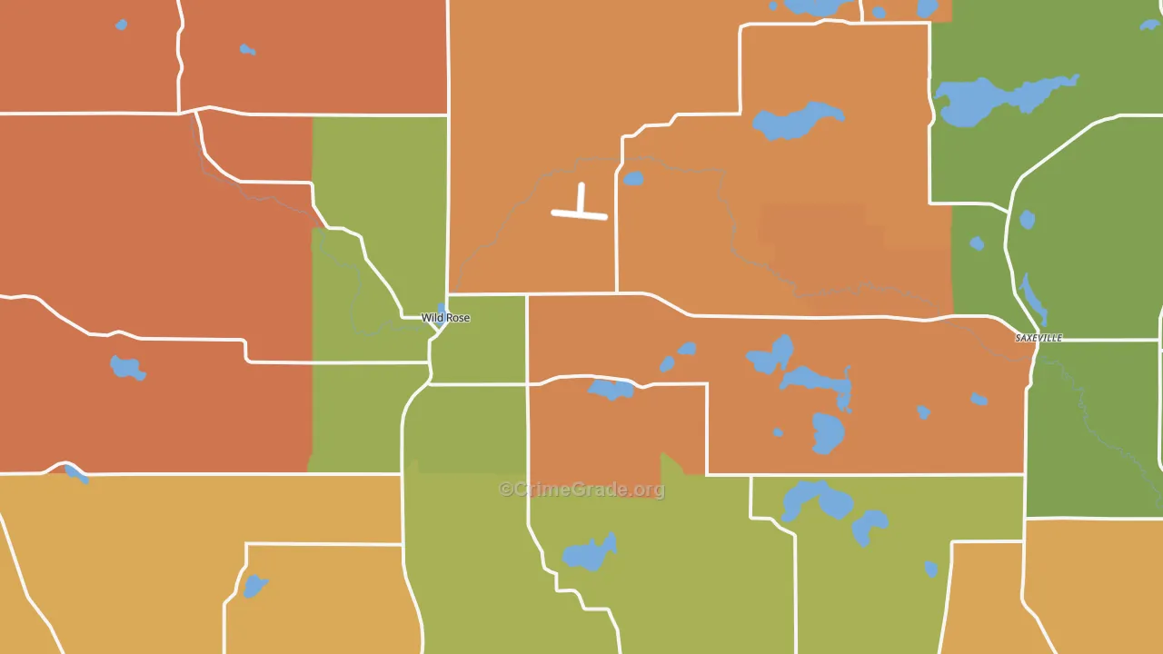 Wild Rose, WI Map of Robbery Rates