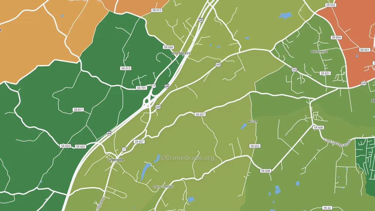 Wilda, VA Map of Robbery Rates