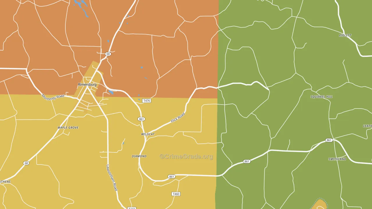 Wildcat, PA Map of Robbery Rates