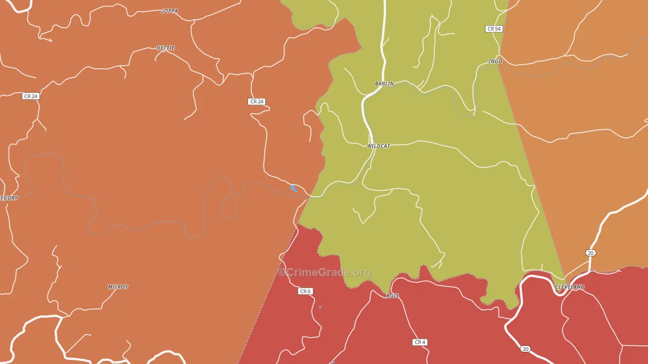 Wildcat, WV Map of Robbery Rates