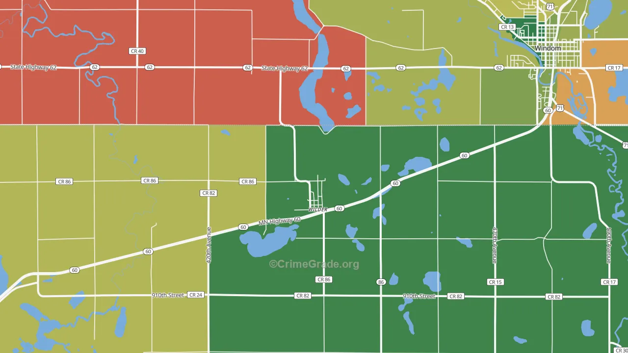 Wilder, MN Map of Robbery Rates