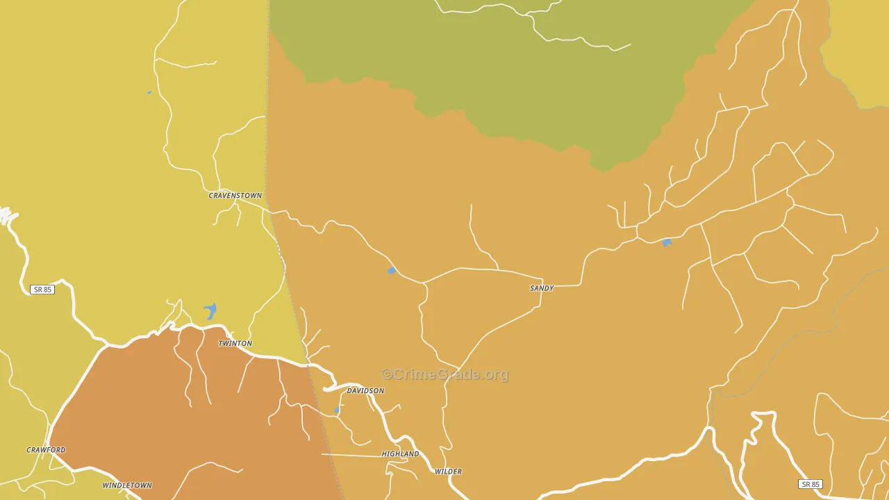 Wilder, TN Map of Robbery Rates