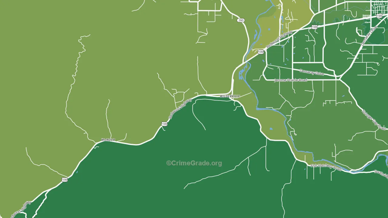 Wilderville, OR Map of Robbery Rates