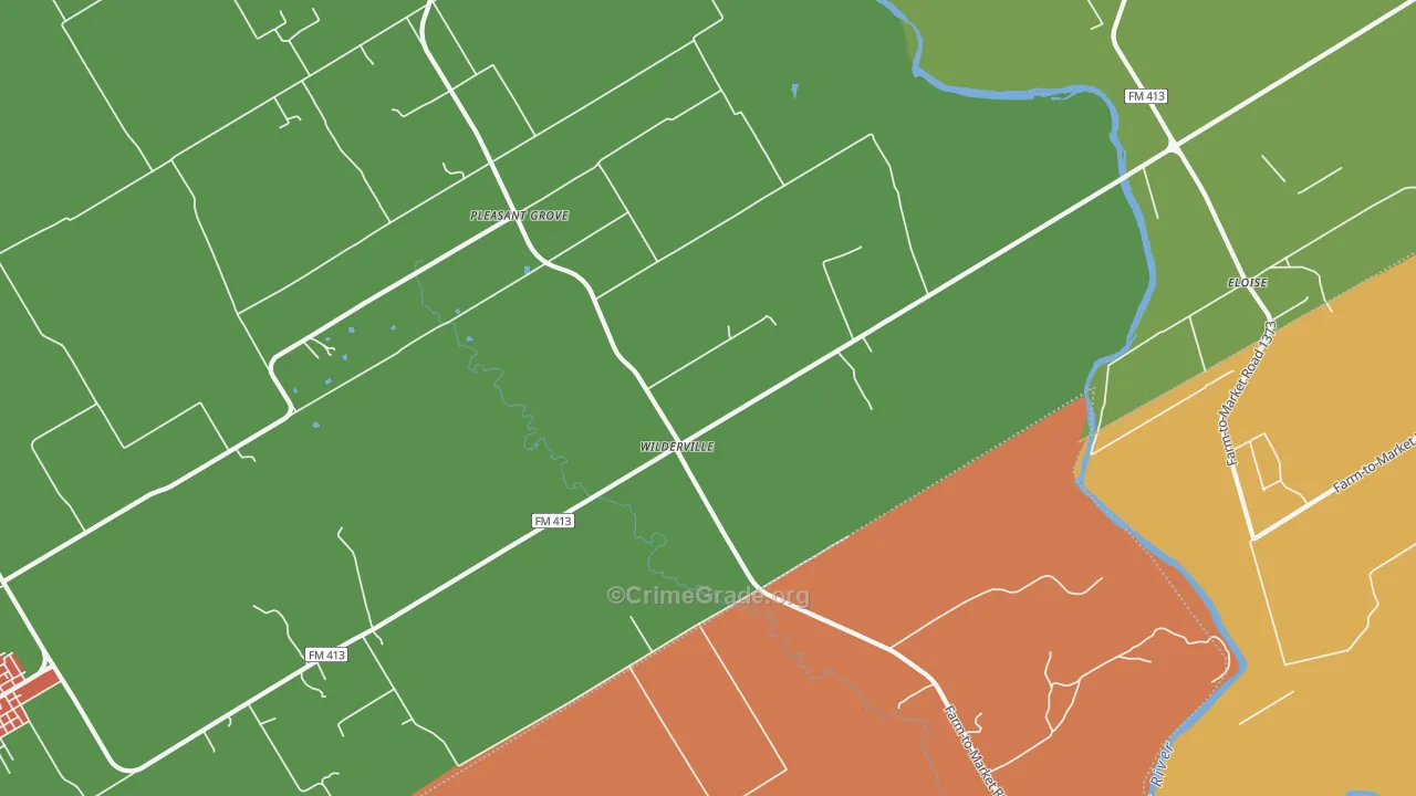 Wilderville, TX Map of Robbery Rates