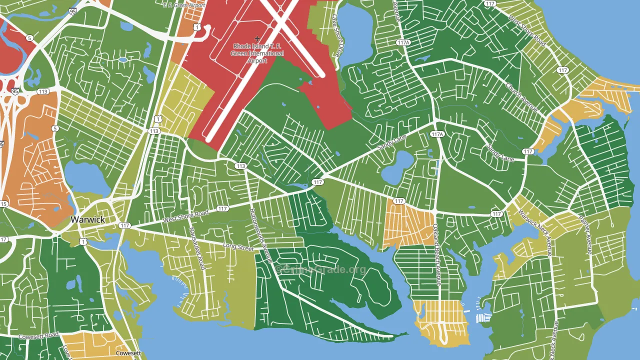Wildes Corner, Warwick, RI Map of Robbery Rates