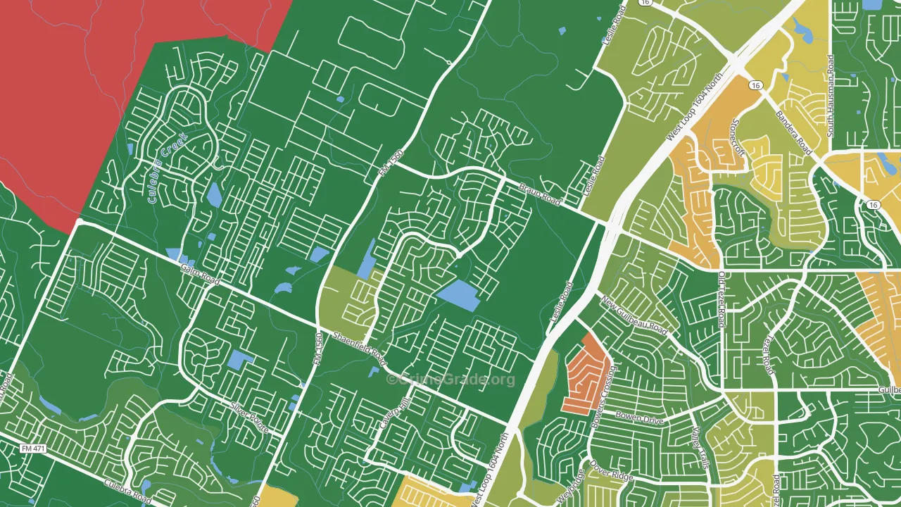 Wildhorse, San Antonio, TX Map of Robbery Rates