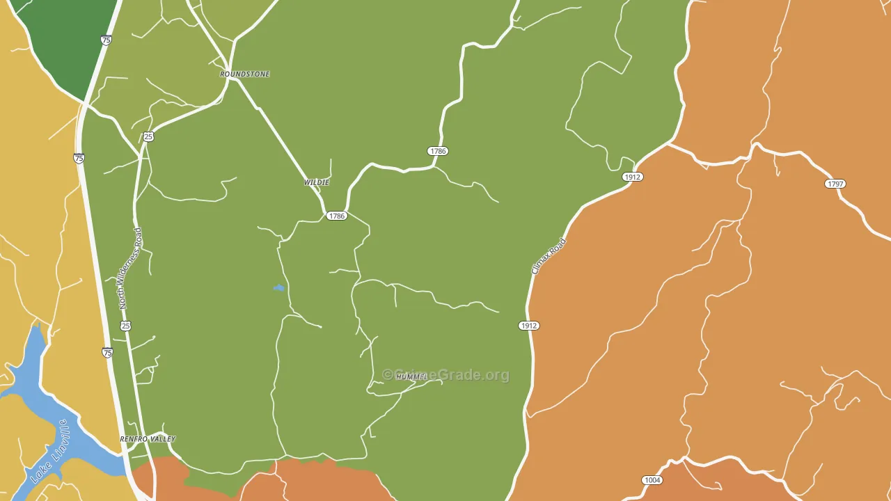 Wildie, KY Map of Robbery Rates