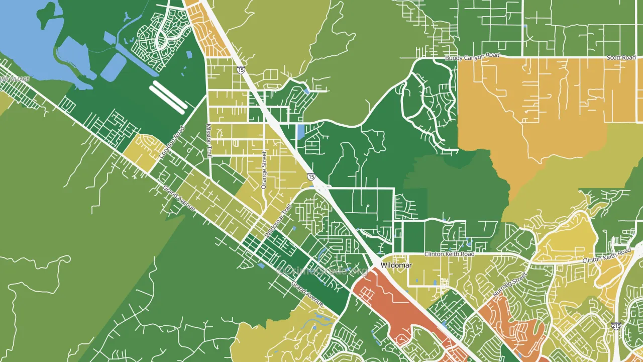 Wildomar, CA Map of Robbery Rates