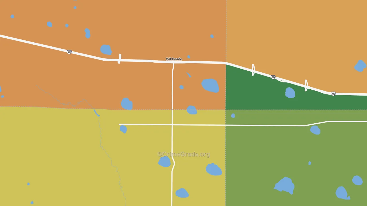 Wildorado, TX Map of Robbery Rates