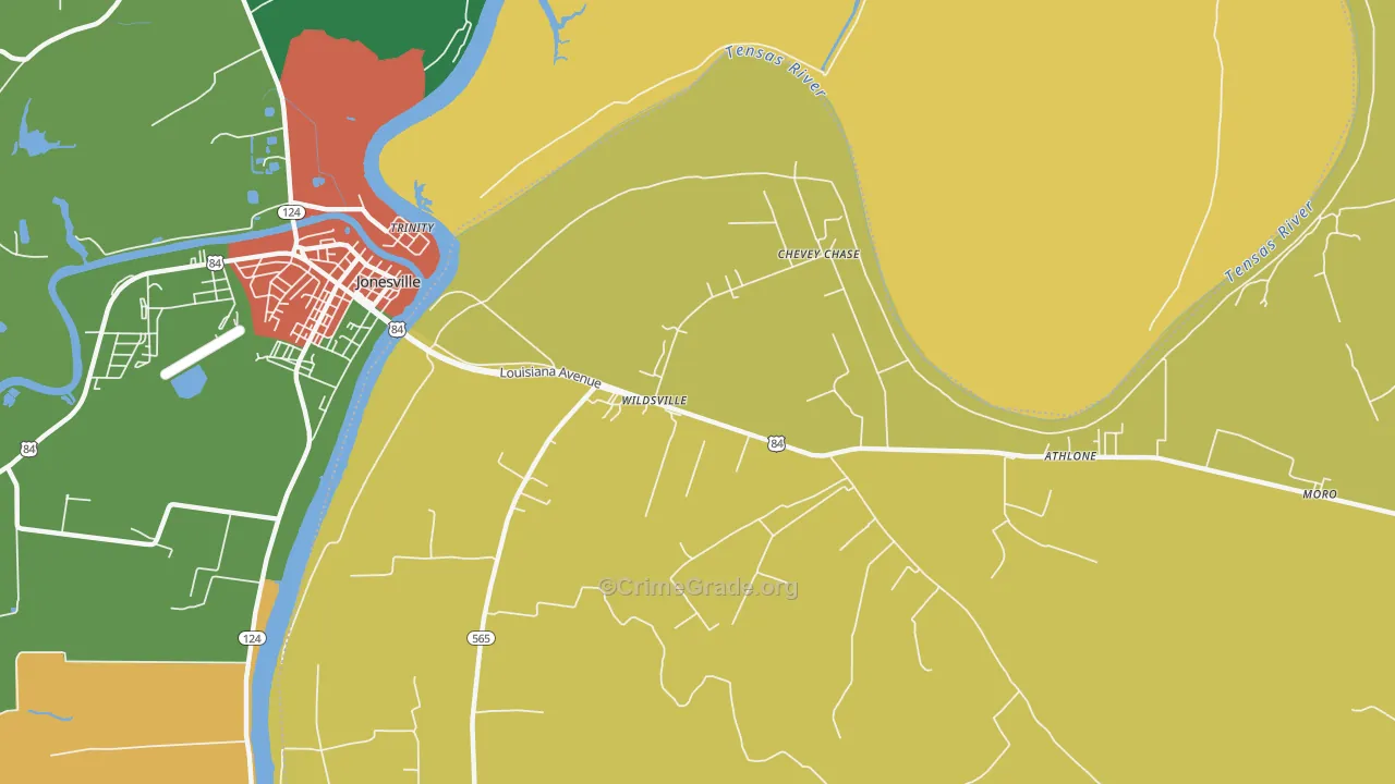 Wildsville, LA Map of Robbery Rates
