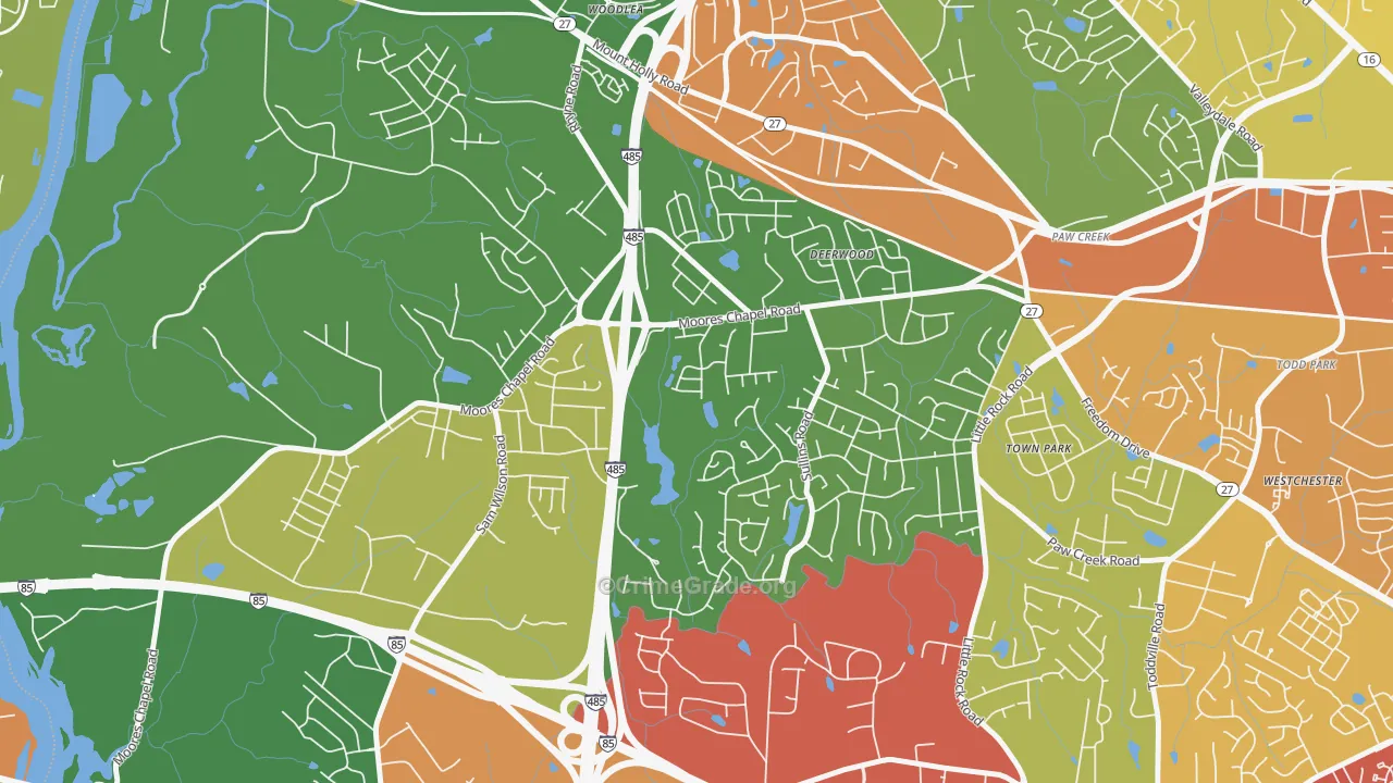 Wildwood, Charlotte, NC Map of Robbery Rates