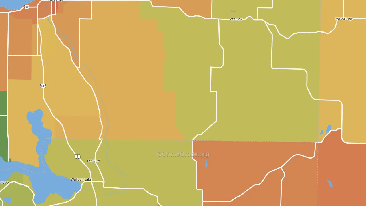 Wildwood, MI Map of Robbery Rates