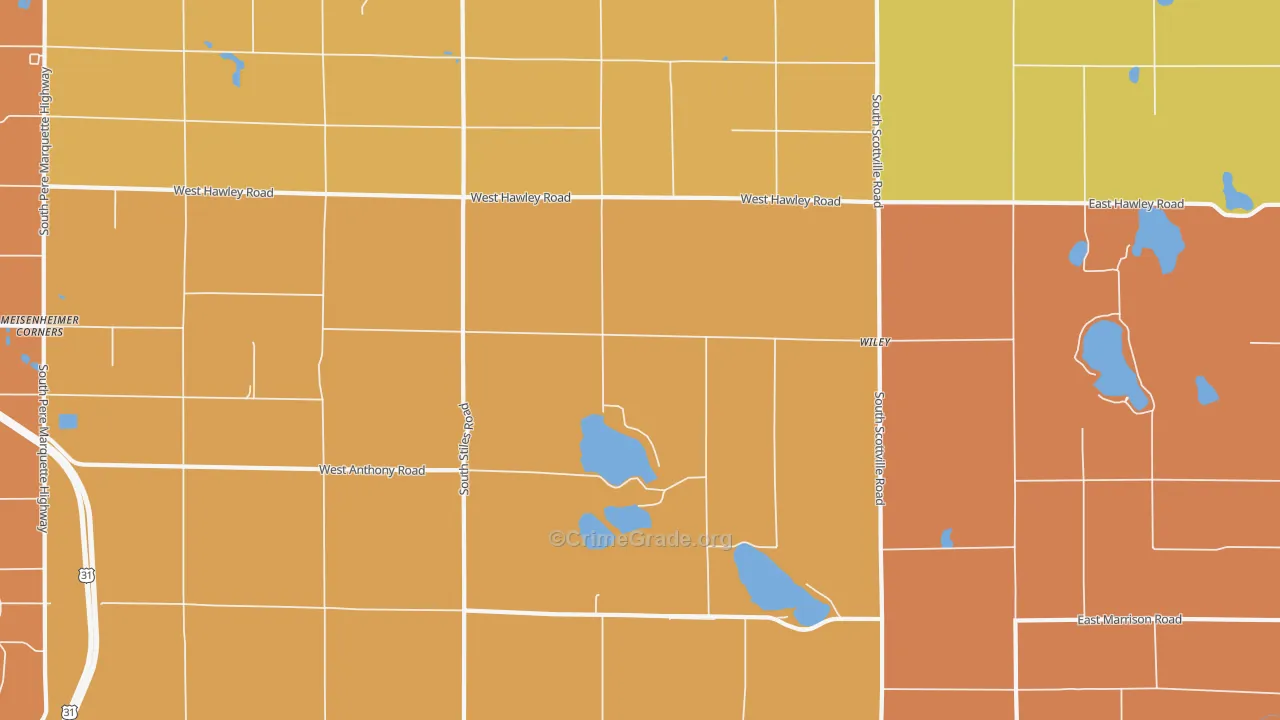 Wiley, MI Map of Robbery Rates