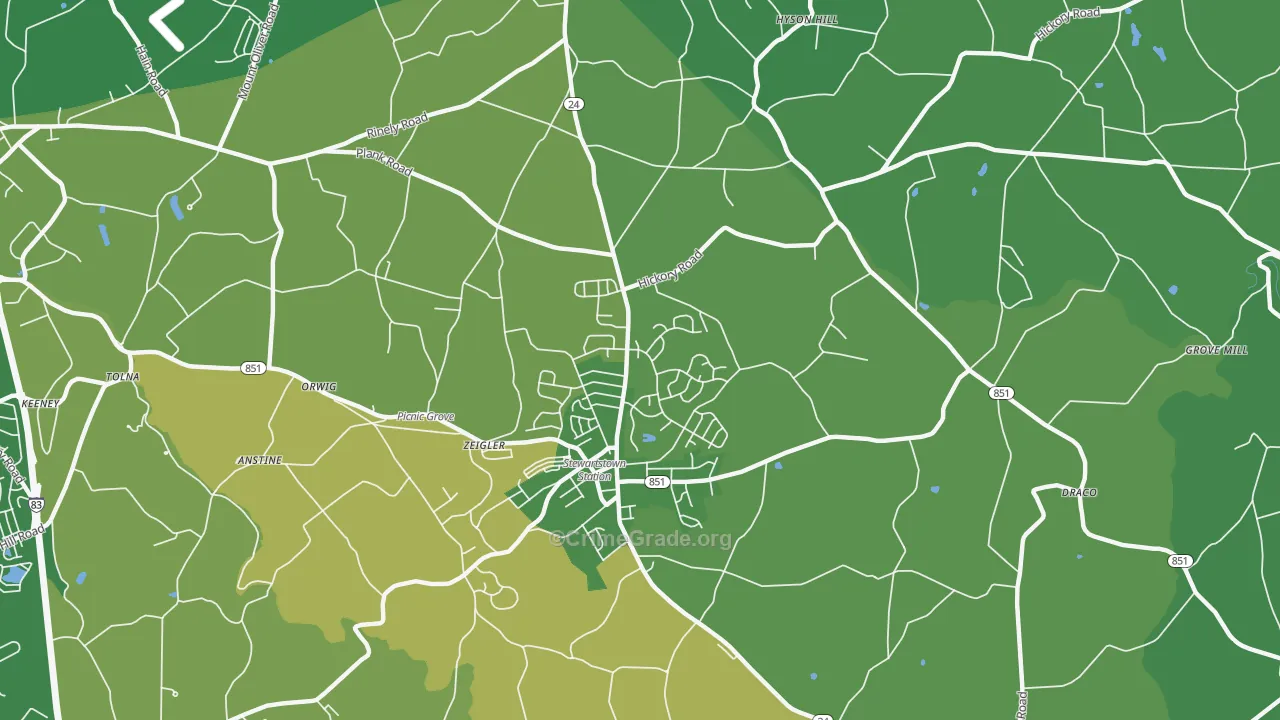 Wiley, PA Map of Robbery Rates