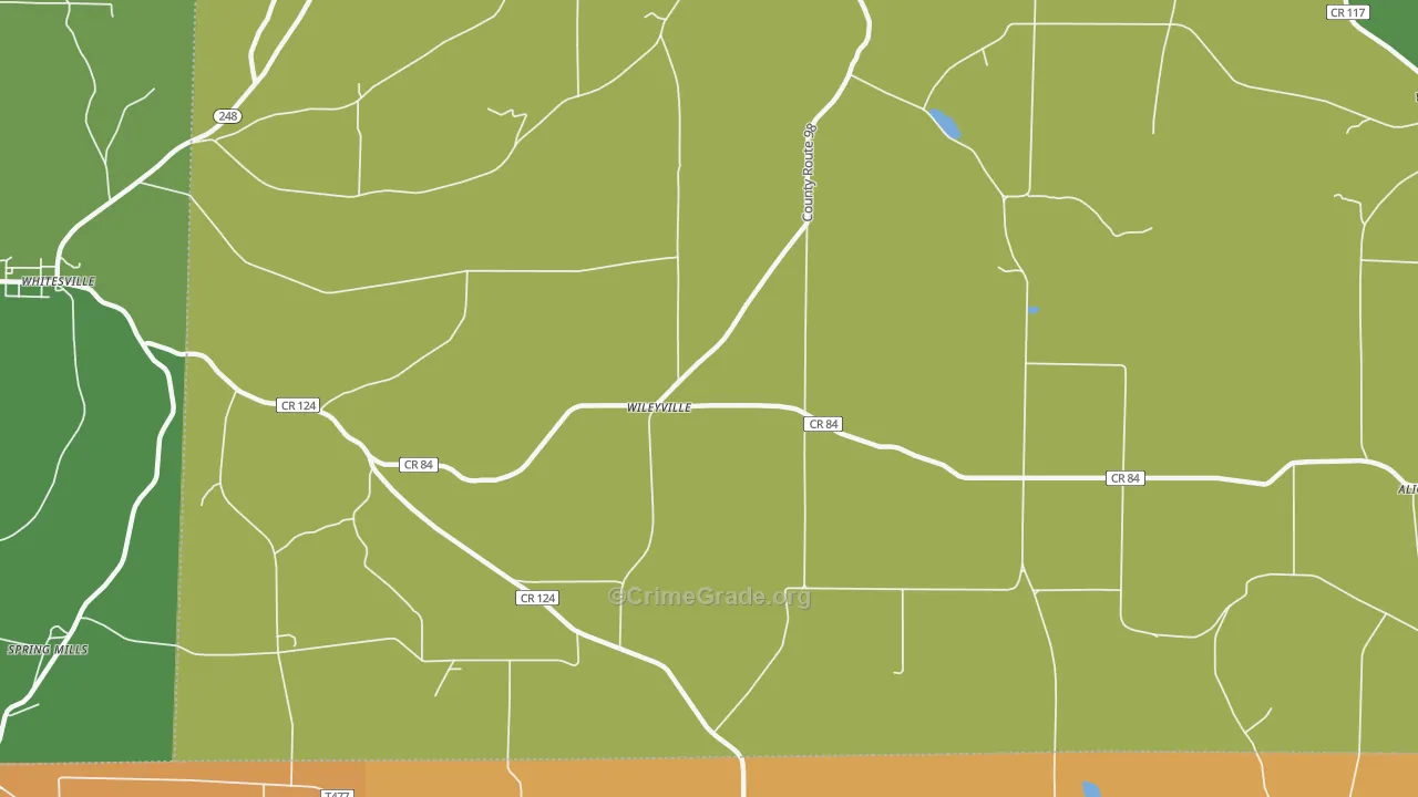 Wileyville, NY Map of Robbery Rates