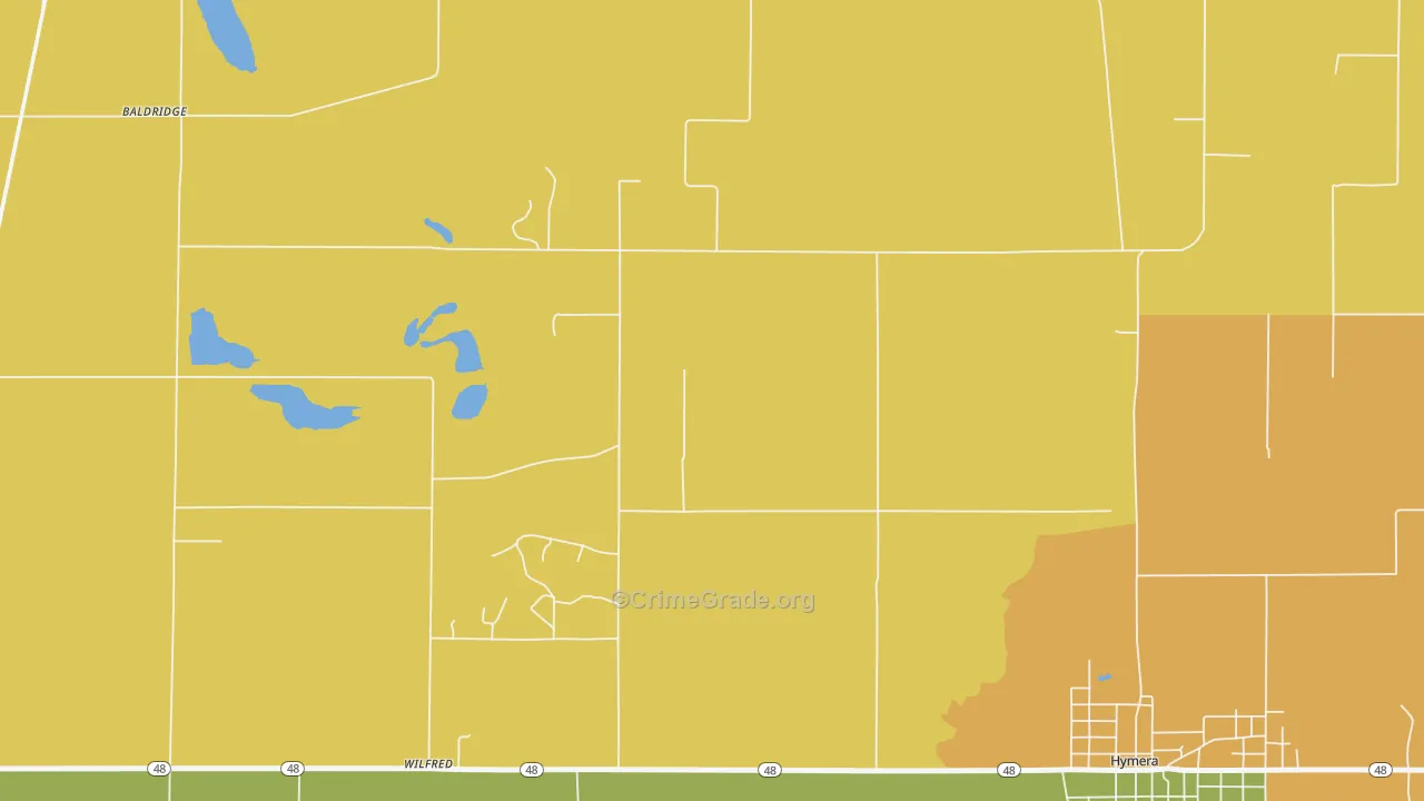 Wilfred, IN Map of Robbery Rates