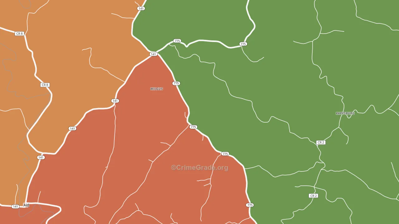 Wilgus, OH Map of Robbery Rates