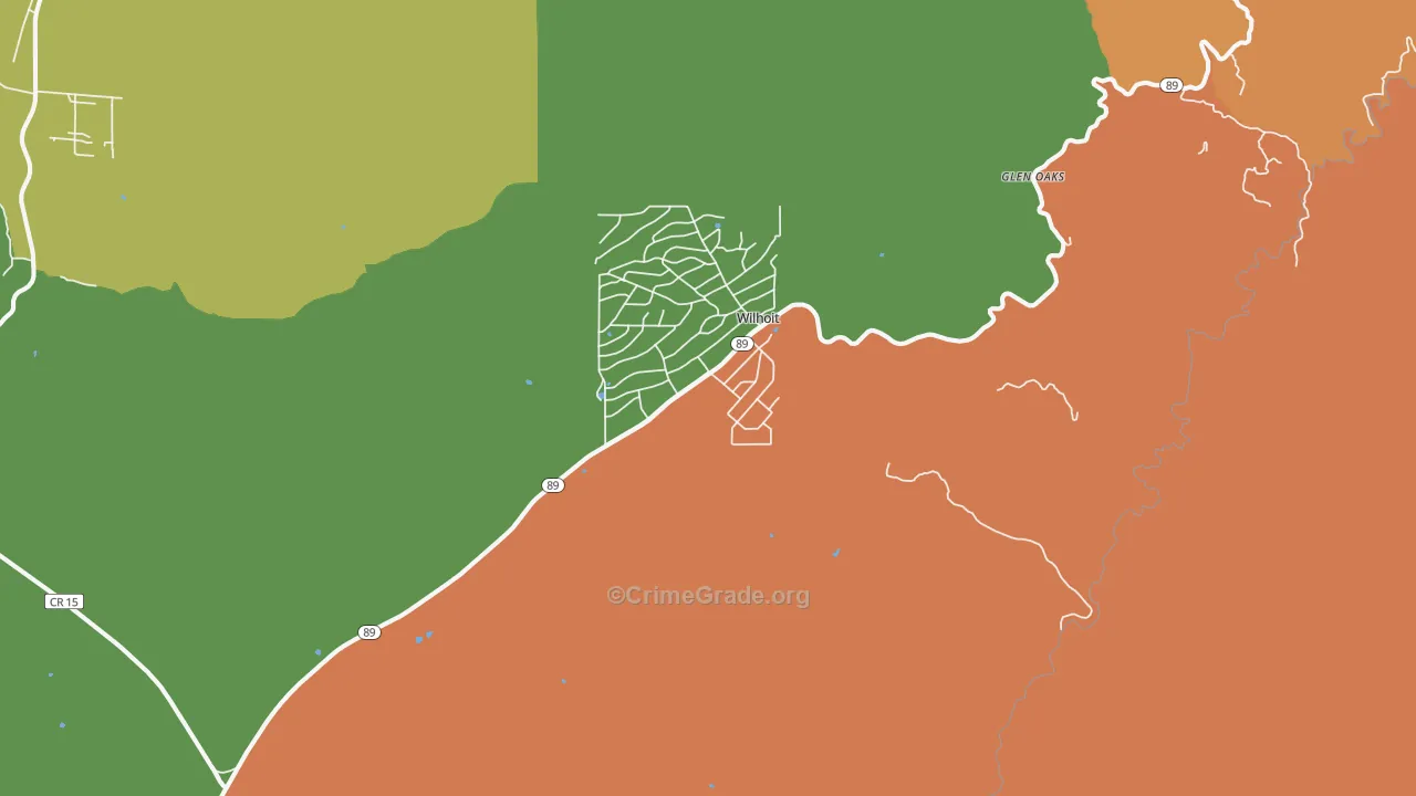 Wilhoit, AZ Map of Robbery Rates
