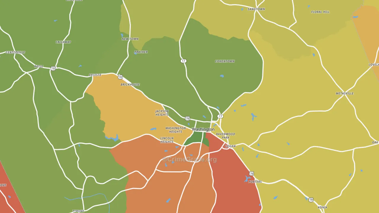 Wilkes County, GA Map of Robbery Rates