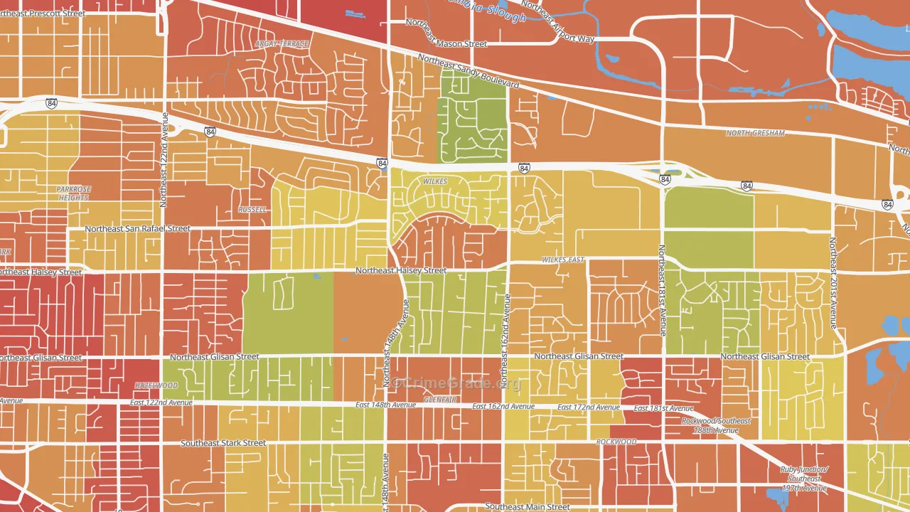 Wilkes, Portland, OR Map of Robbery Rates