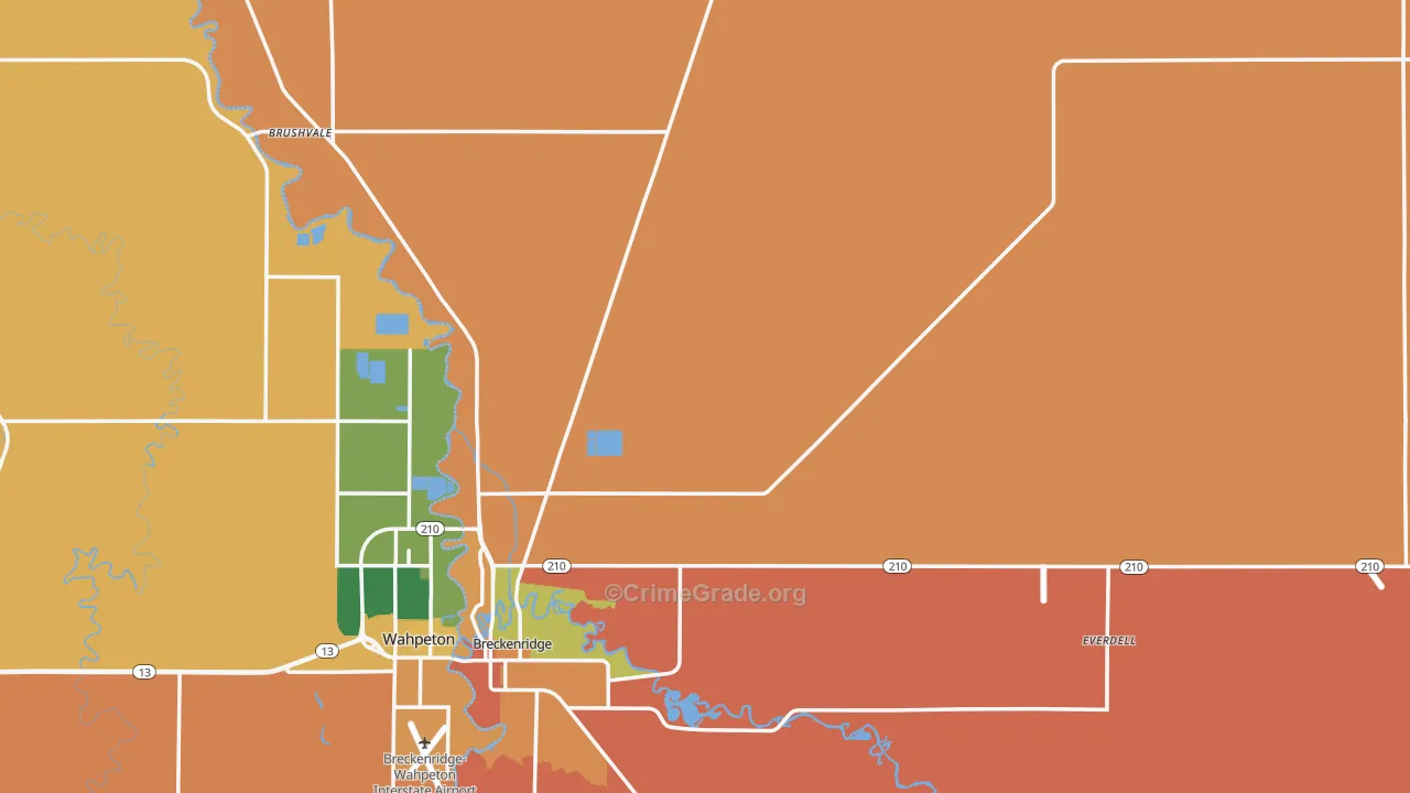 Wilkin County, MN Map of Robbery Rates