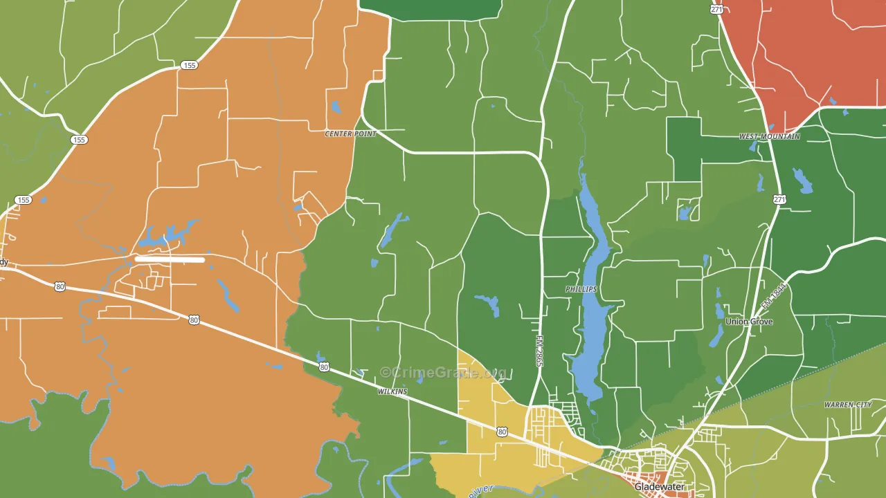 Wilkins, TX Map of Robbery Rates