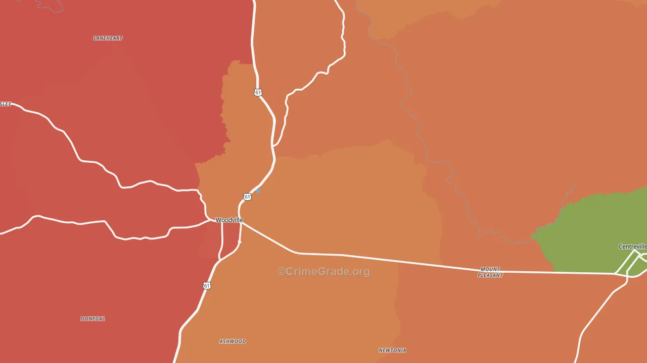 Wilkinson County, MS Map of Robbery Rates