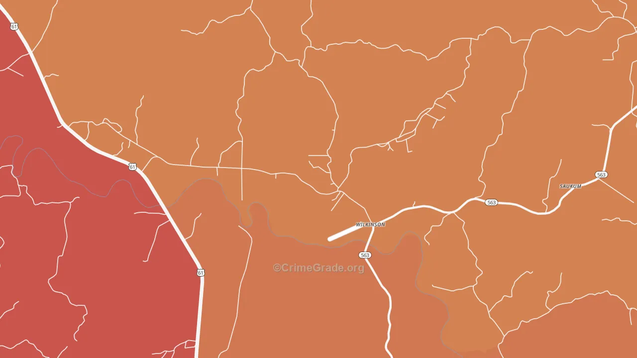 Wilkinson, MS Map of Robbery Rates