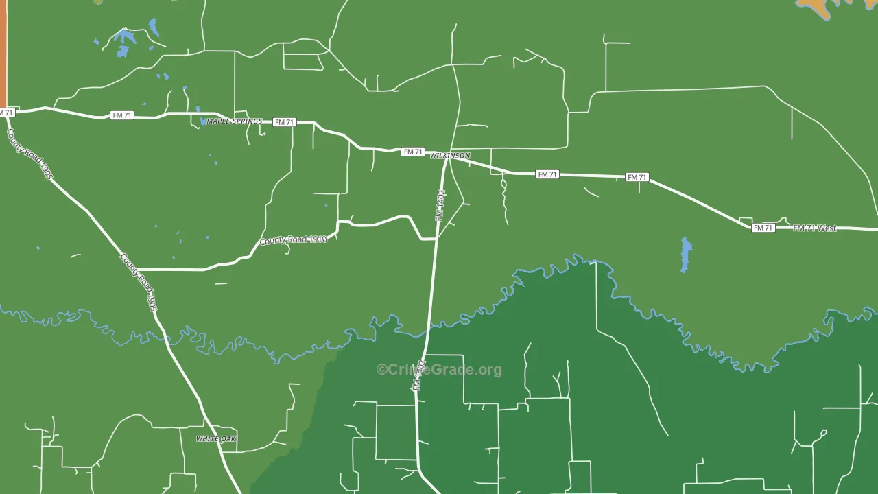 Wilkinson, TX Map of Robbery Rates