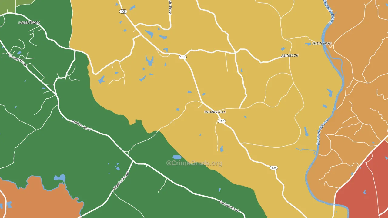 Wilkinsville, SC Map of Robbery Rates
