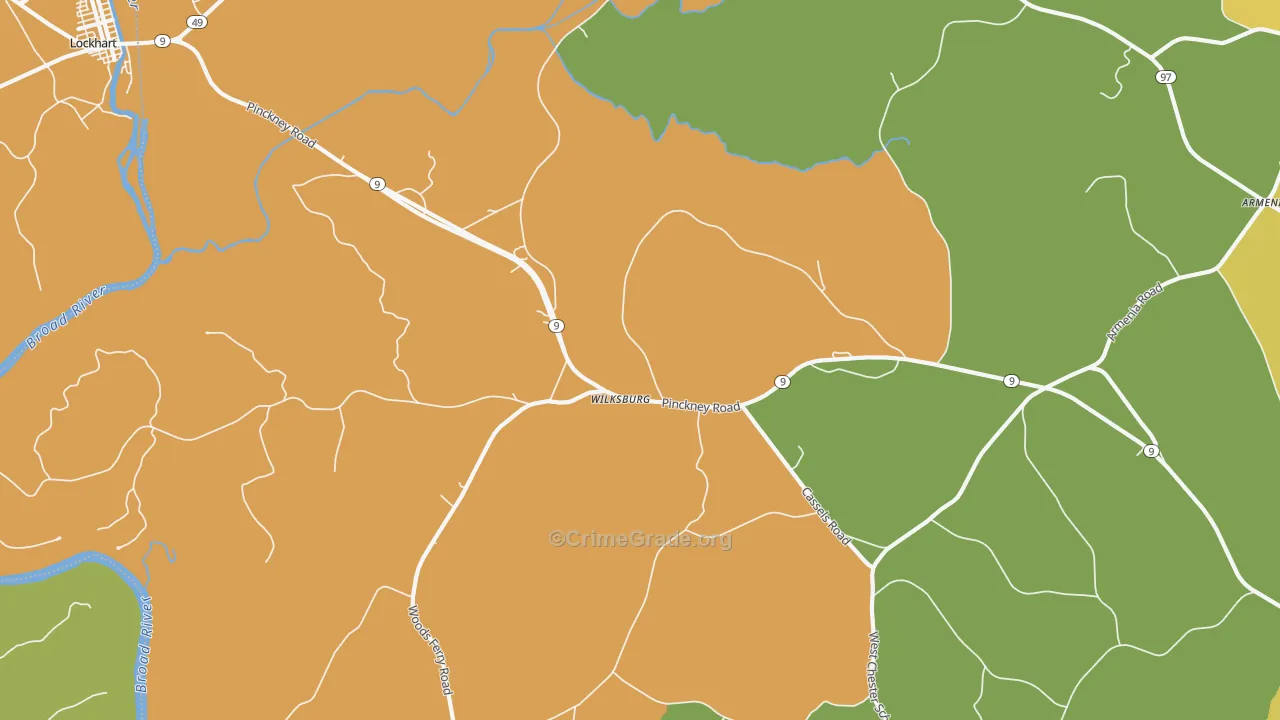 Wilksburg, SC Map of Robbery Rates