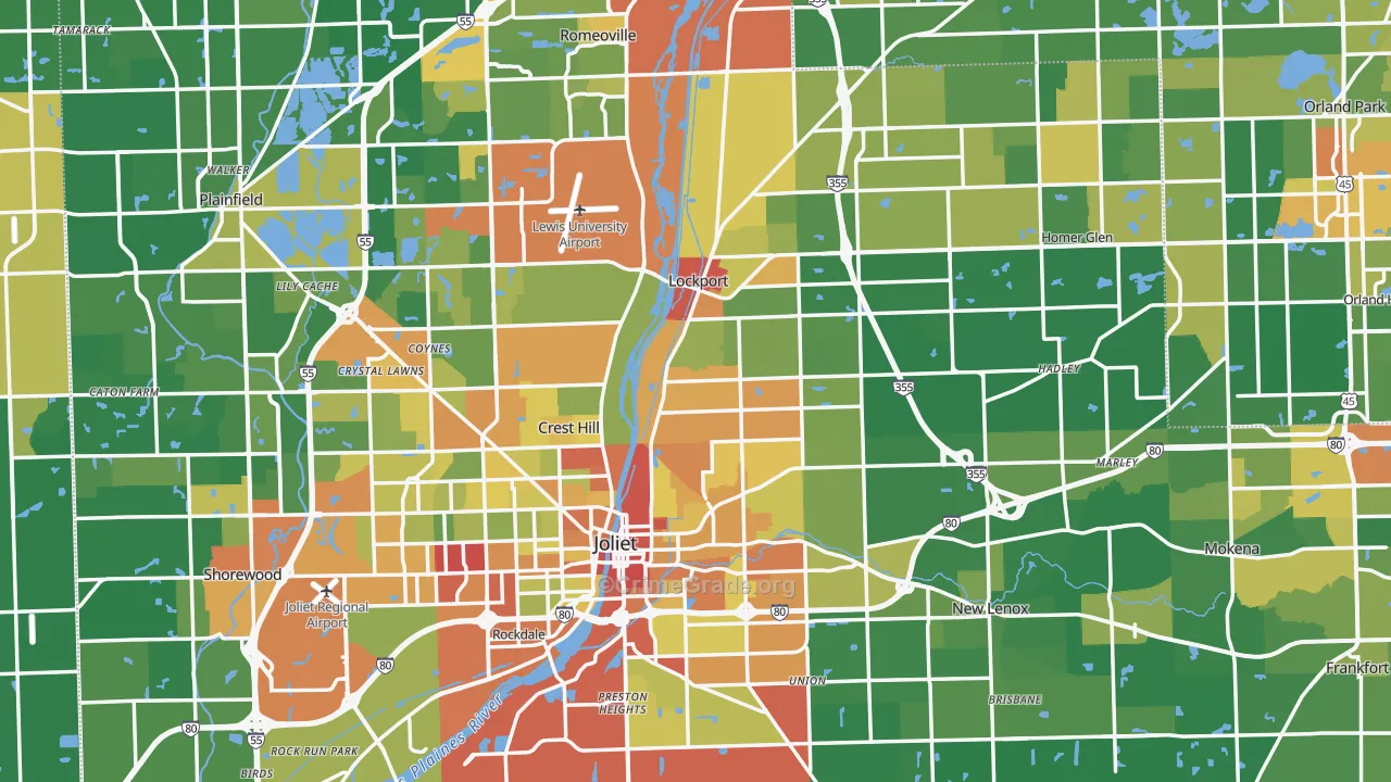 Will County, IL Map of Robbery Rates