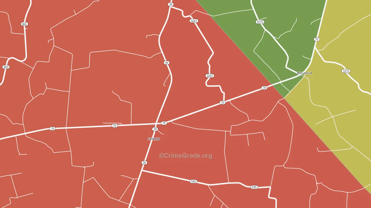 Willailla, KY Map of Robbery Rates