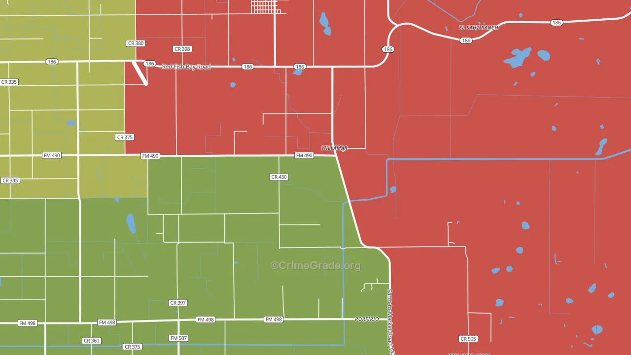 Willamar, TX Map of Robbery Rates
