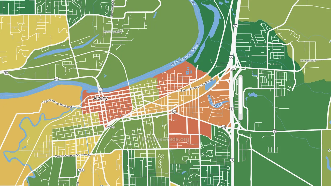 Willamette, Albany, OR Map of Robbery Rates
