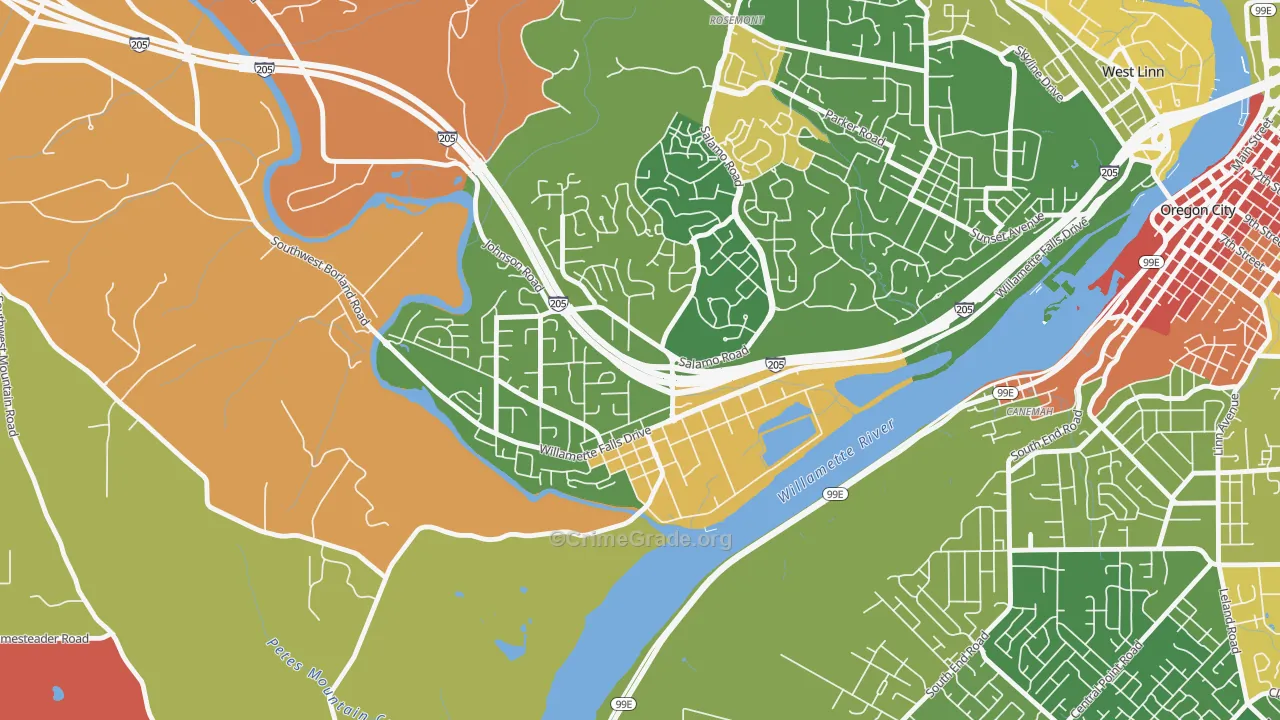 Willamette-West Linn, West Linn, OR Map of Robbery Rates