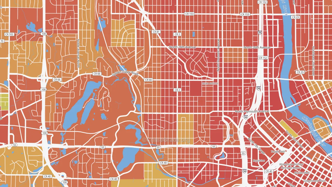 Willard-Hay, Minneapolis, MN Map of Robbery Rates