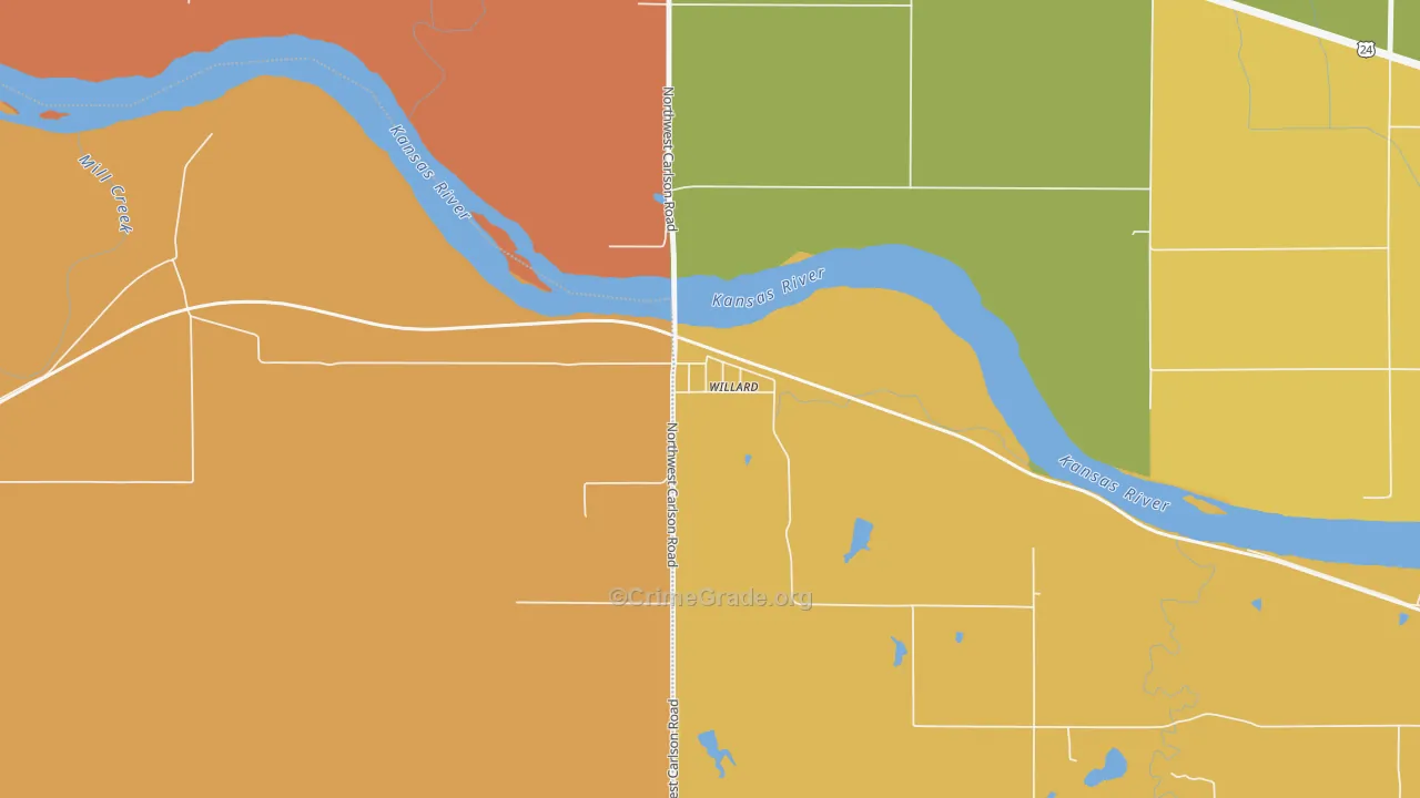 Willard, KS Map of Robbery Rates