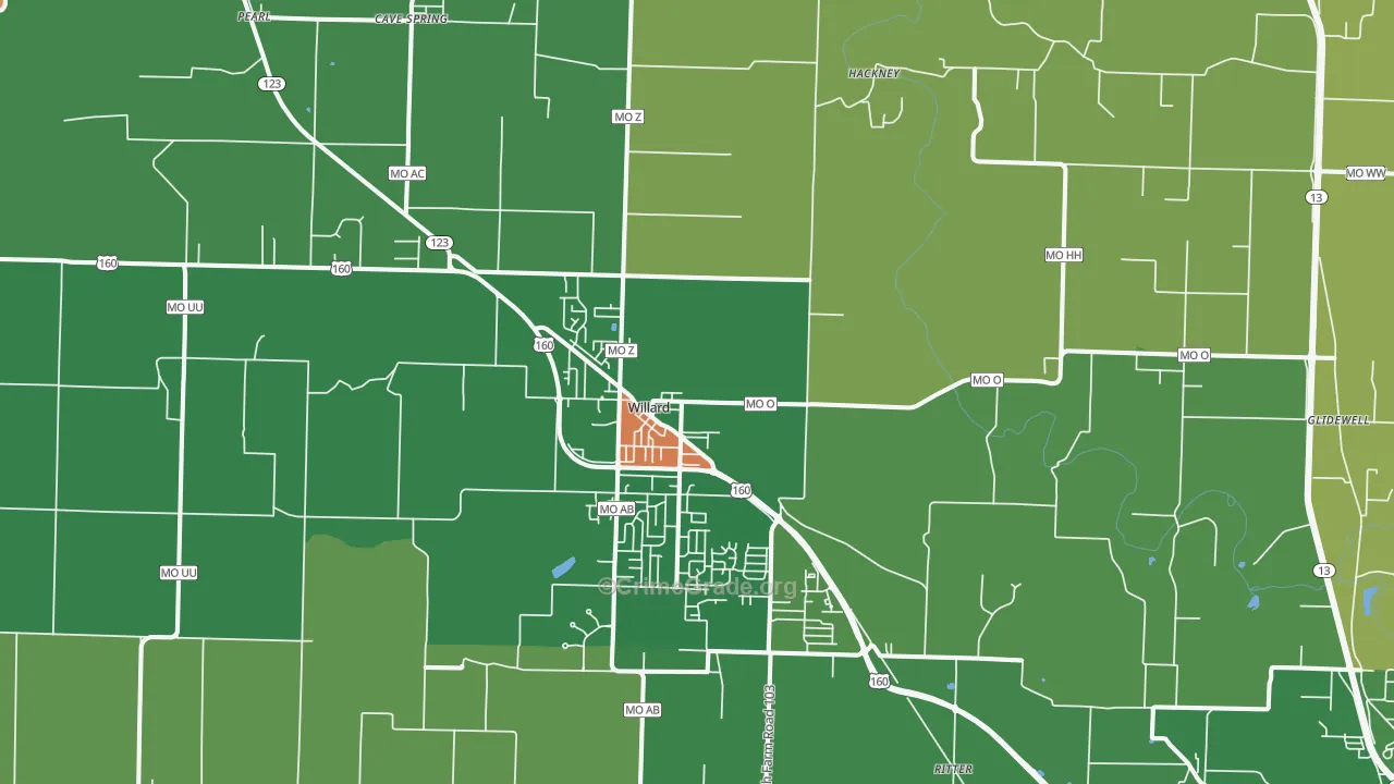 Willard, MO Map of Robbery Rates