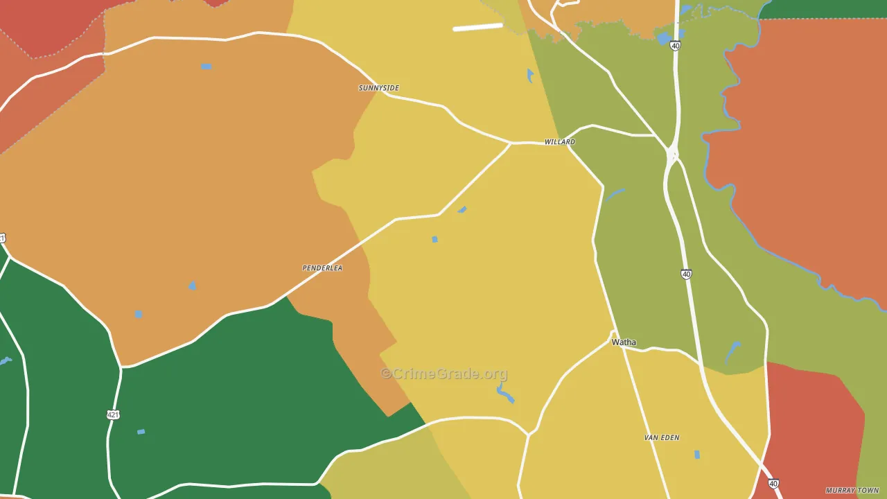 Willard, NC Map of Robbery Rates