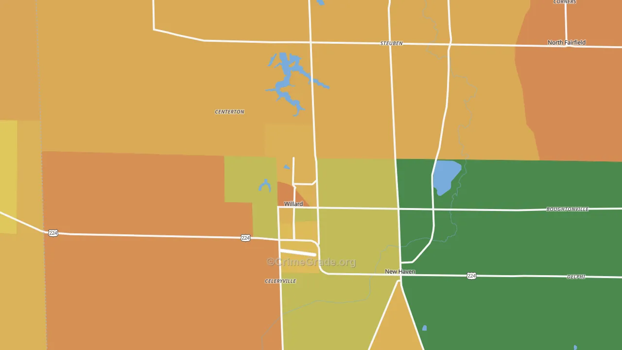 Willard, OH Map of Robbery Rates