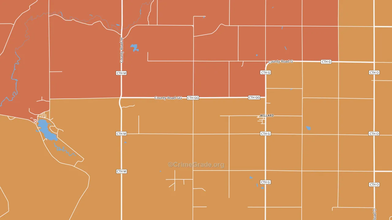 Willard, WI Map of Robbery Rates