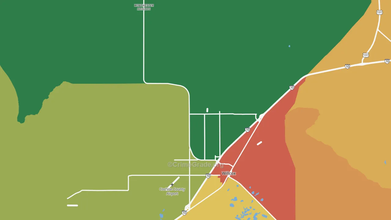 Willcox, AZ Map of Robbery Rates
