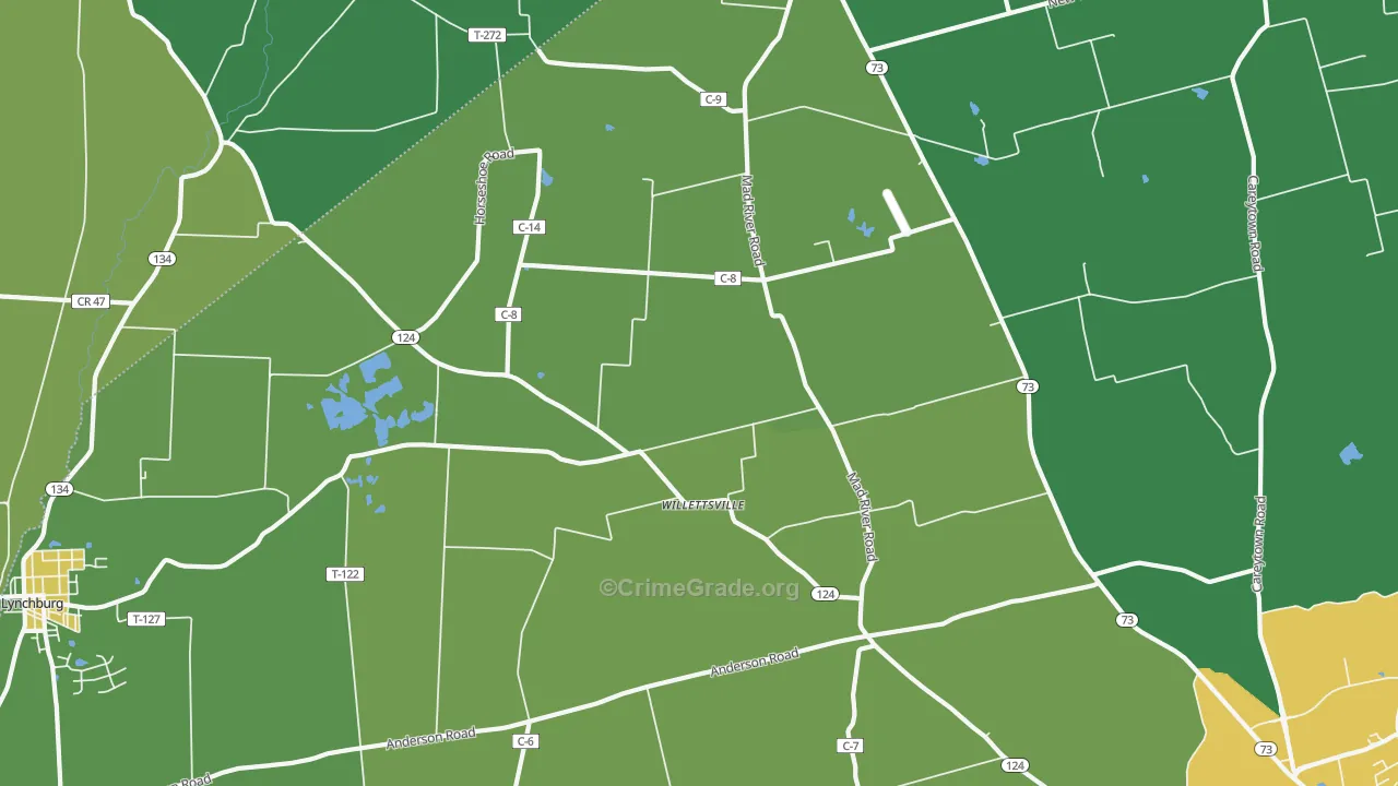Willettsville, OH Map of Robbery Rates